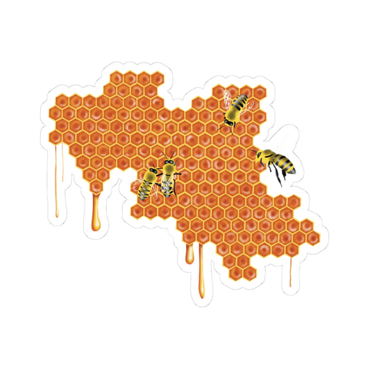 Honeybees Vinyl Sticker, Honey Dripping from Honeycomb Decal, Bee Lover Gift