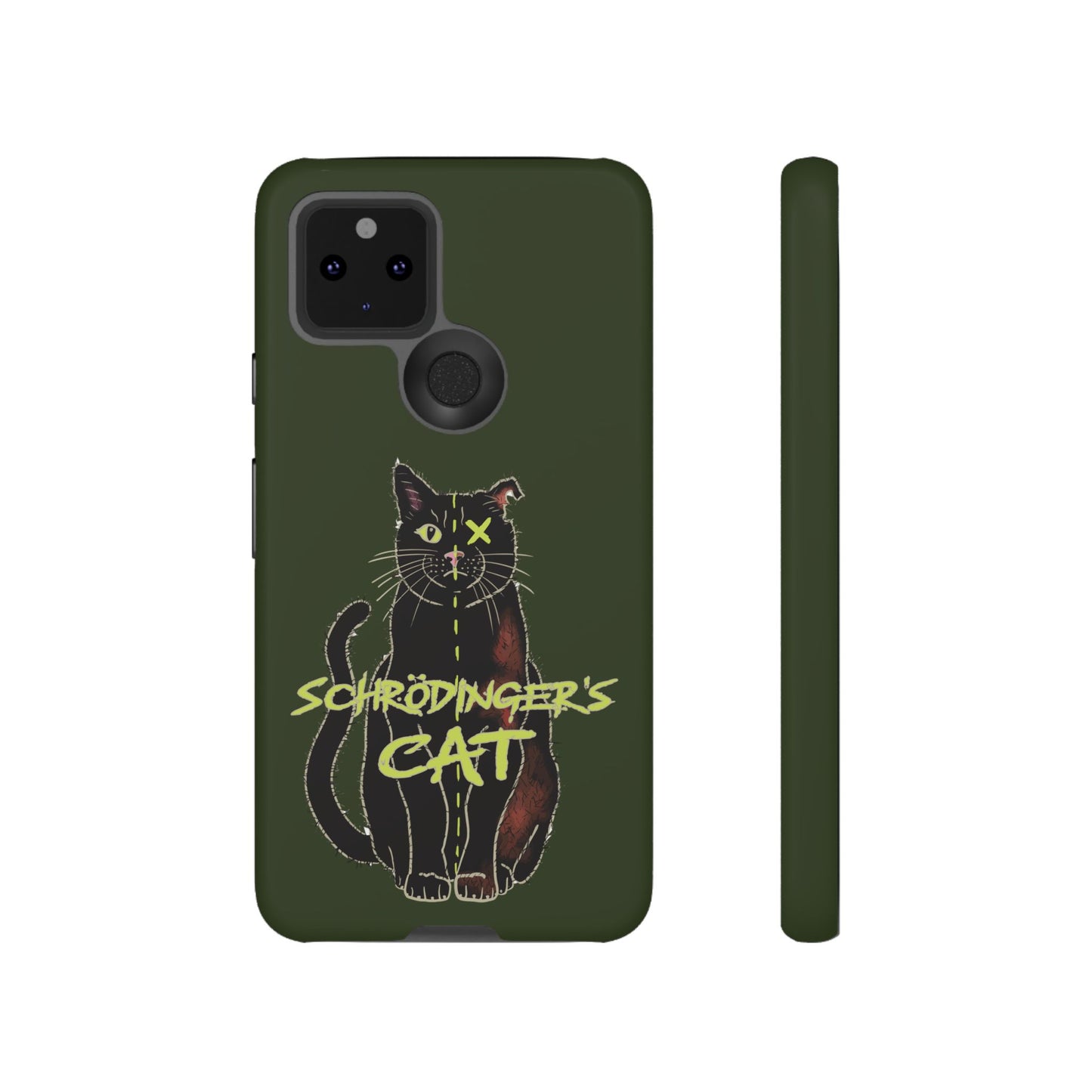 Schrodinger's Cat Phone Case, Green Physics Phone Case for iPhone, Google Pixel, Samsung Galaxy