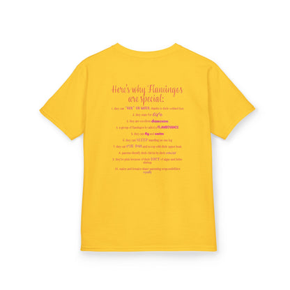 I Love Flamingos Kids T-Shirt, Animal Facts, Front and Back Print