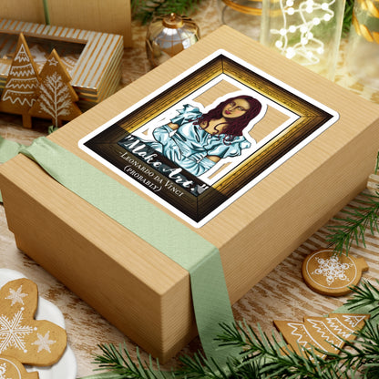 Funny Mona Lisa Sticker, ‘Make Art’ Quote Sticker, Renaissance Art Parody Vinyl Decal