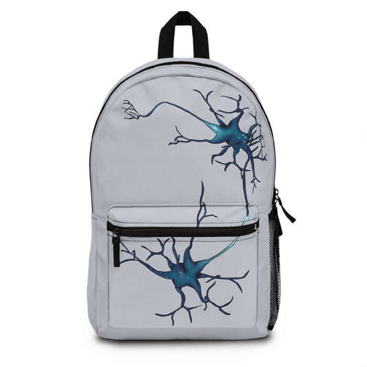 Neuron Backpack, Grey Canvas Backpack with Neuron Synapse Design, Neuroscience Backpack