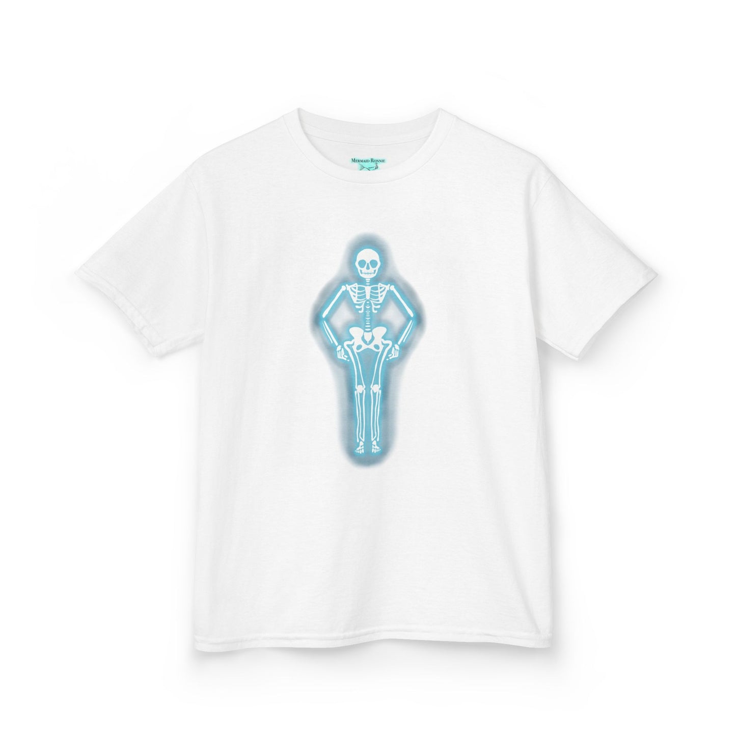 Kids Neon Skeleton Graphic T-Shirt, Glowing Neon Sign, Unisex short Sleeve Crew Neck