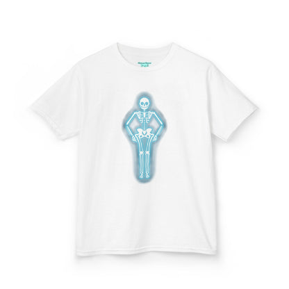 Kids Neon Skeleton Graphic T-Shirt, Glowing Neon Sign, Unisex short Sleeve Crew Neck