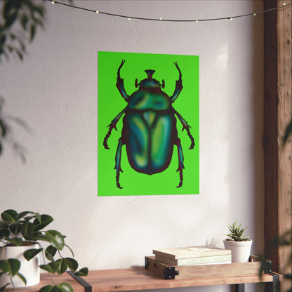 June Bug Wall Art Print, Green Chafer Beetle Poster, Green Nature Insect Decor