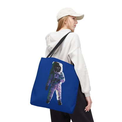 Space Astronaut Tote Bag with Black Handles, Royal Blue Canvas Astronomy Reusable Bag