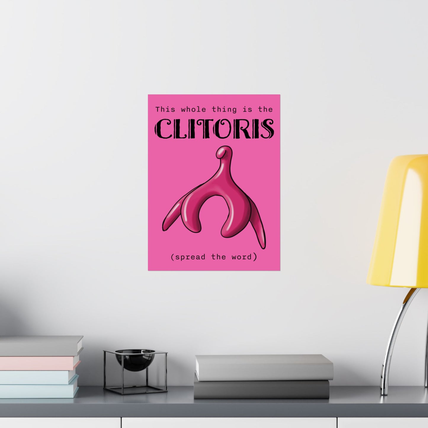 Clitoris Art Print, Female Reproductive Health Awareness Poster, Pink Anatomical Vulva Wall Art