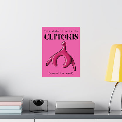 Clitoris Art Print, Female Reproductive Health Awareness Poster, Pink Anatomical Vulva Wall Art