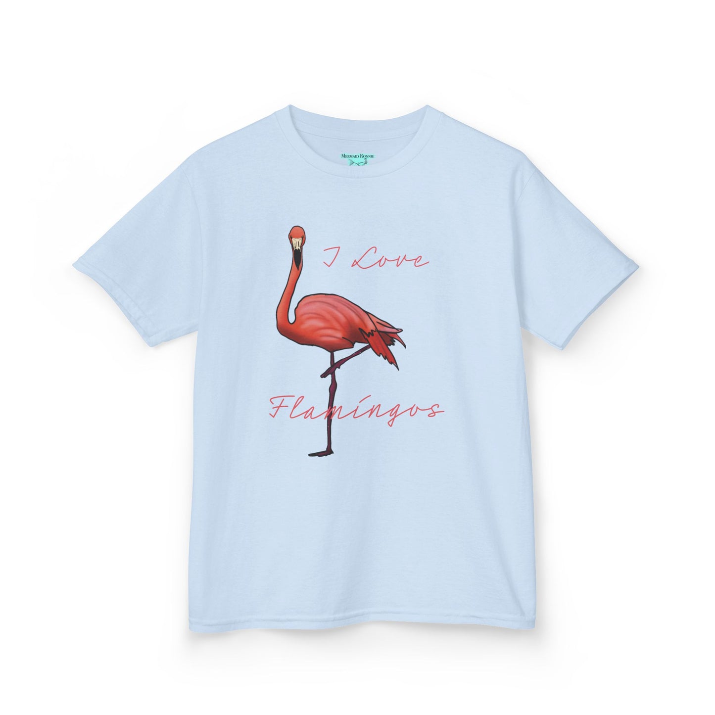 I Love Flamingos Kids T-Shirt, Animal Facts, Front and Back Print