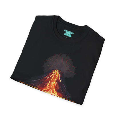 Volcano Graphic T-Shirt, Unisex Nature Tee, Volcanic Eruption