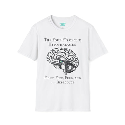 Funny Neuroscience T-Shirt, Brain Hypothalamus Graphic Tee, Four F’s of the Hypothalamus, Anatomy Gift, Educational Humor