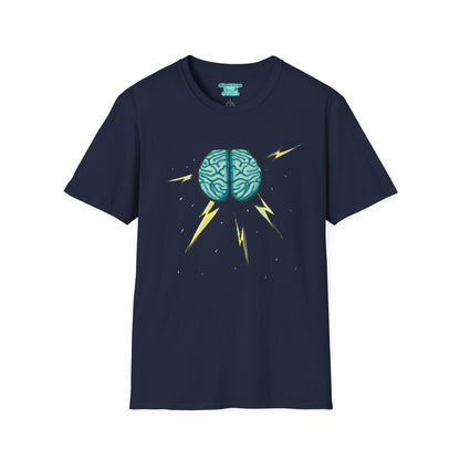 Brainstorm Graphic T-Shirt, Anatomical Brain with Rain and Lightning, Unisex Short Sleeve Tee