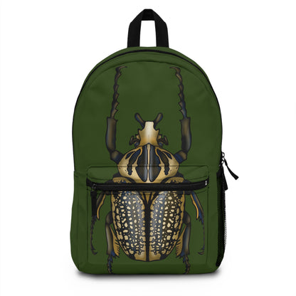 Goliath Beetle Backpack, Giant Insect Book Bag, Green Canvas Backpack, Entomology Bag