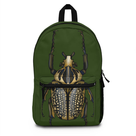 Goliath Beetle Backpack, Giant Insect Book Bag, Green Canvas Backpack, Entomology Bag