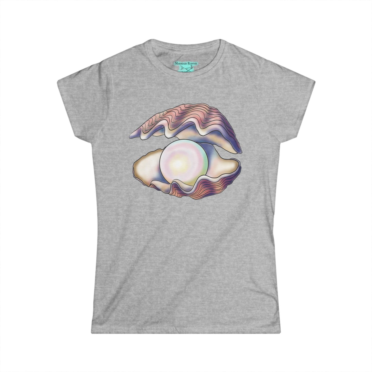 Pearl in Oyster Graphic T-Shirt, Women's Tee, Iridescent Shell Design