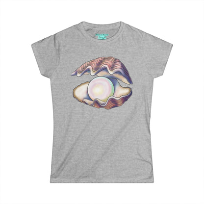 Pearl in Oyster Graphic T-Shirt, Women's Tee, Iridescent Shell Design