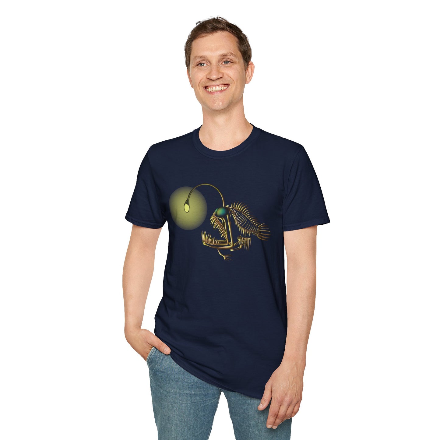 Angler Fish T-Shirt, Fish Skeleton Graphic Tee, Deep Sea Creature