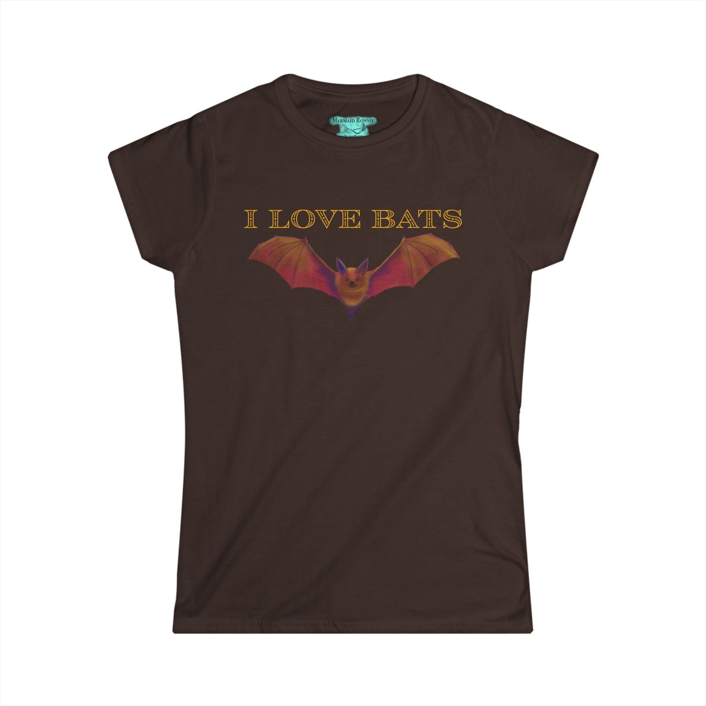 I Love Bats Women's T-Shirt, Bat Conservation Tee with Educational Bat Facts