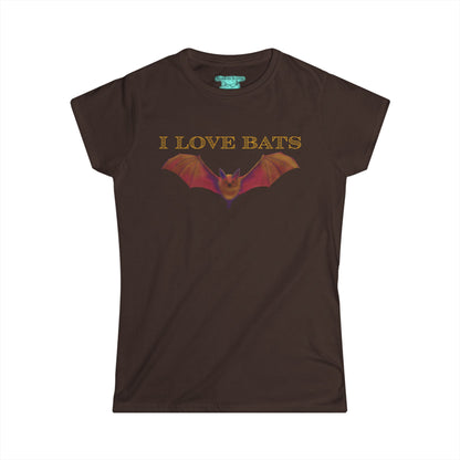 I Love Bats Women's T-Shirt, Bat Conservation Tee with Educational Bat Facts
