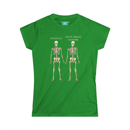 Ehlers Danlos Syndrome Awareness T-Shirt, EDS Skeleton Comparison Women's Tee