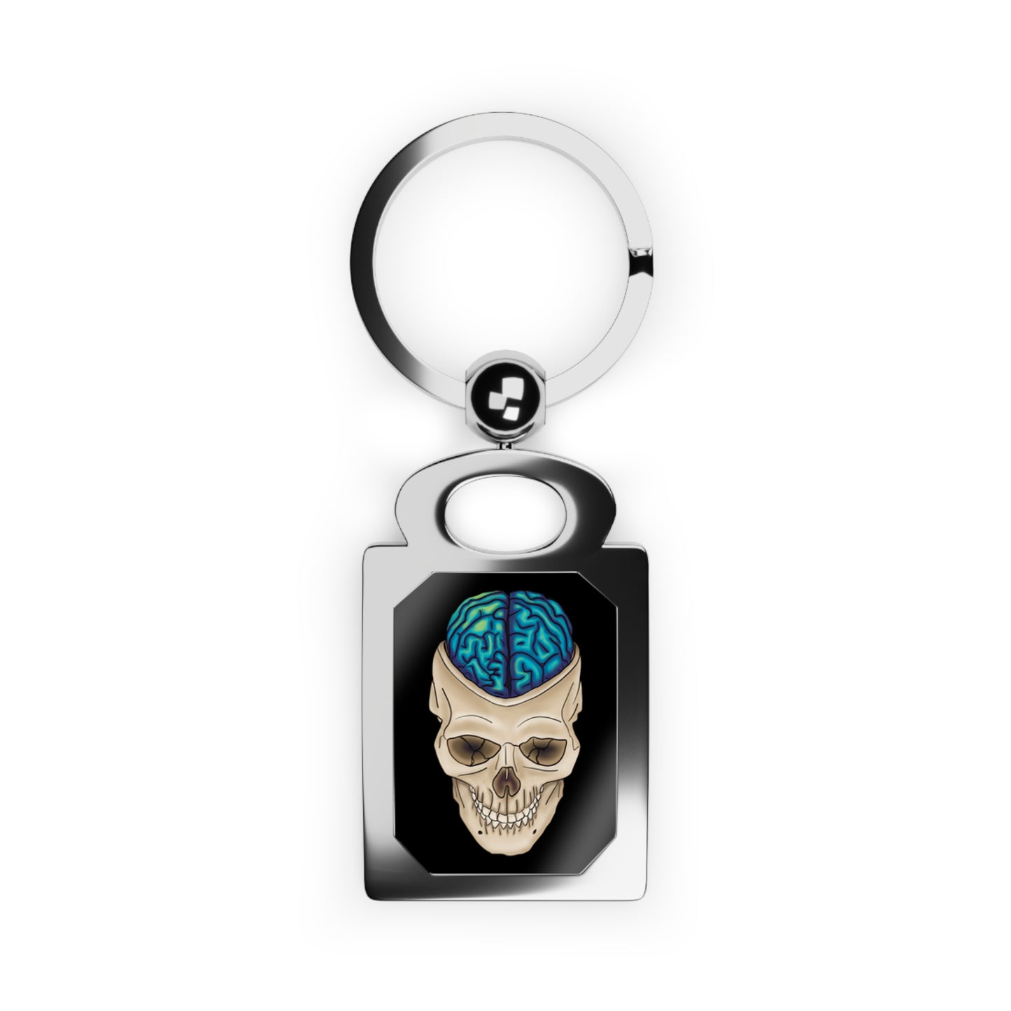 Exposed Brain in Skull Keychain, Anatomy Keyring, Gothic Accessory