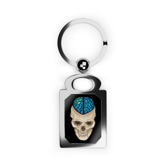 Exposed Brain in Skull Keychain, Anatomy Keyring, Gothic Accessory