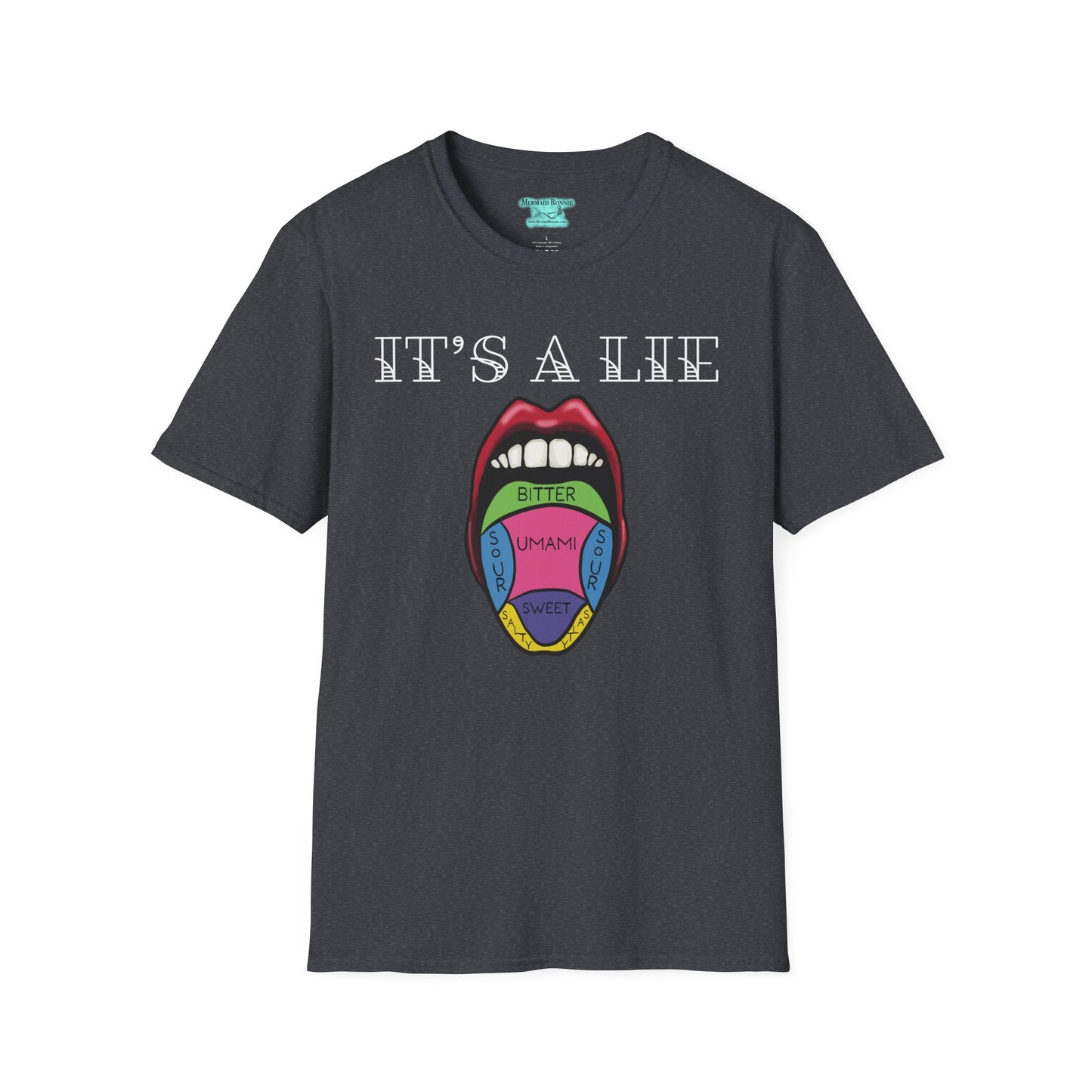 Tongue Taste Map T-Shirt, Funny Anatomy Unisex Short-Sleeve Tee, It’s a Lie Conspiracy