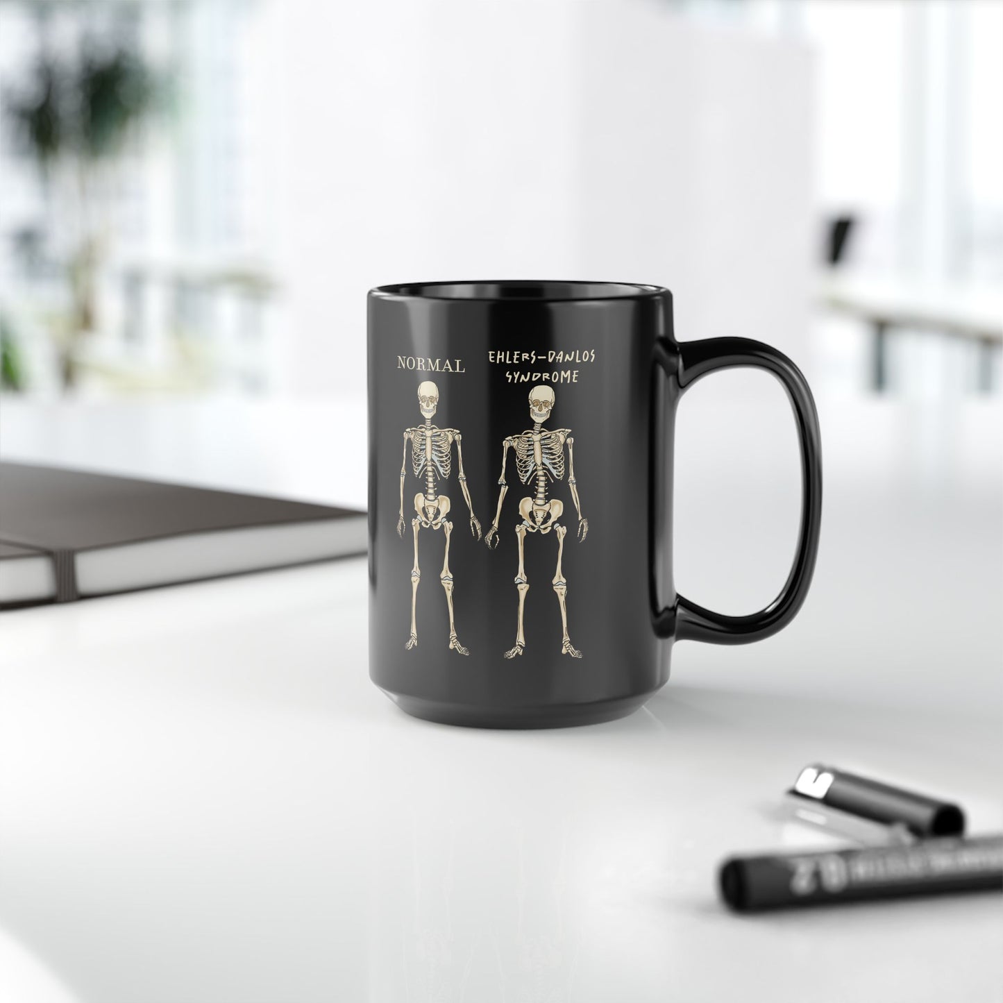 Ehlers Danlos Syndrome Mug, Black Ceramic Coffee Mug with EDS Design, EDS Awareness, Diagnosis Gift