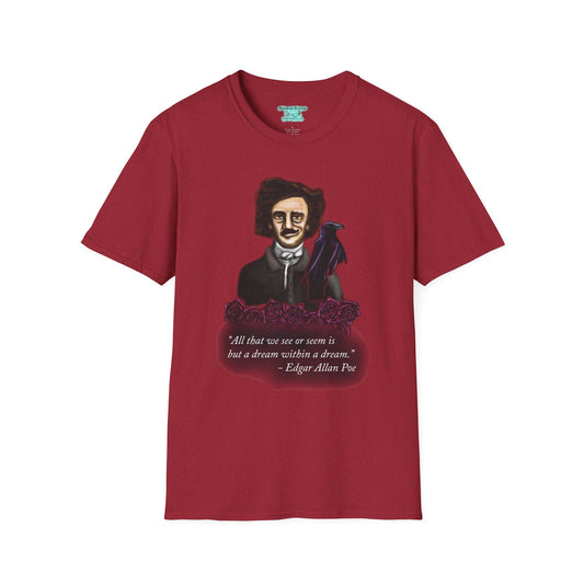 Edgar Allan Poe T-Shirt, Unisex Gothic Literary Tee, Raven and Roses