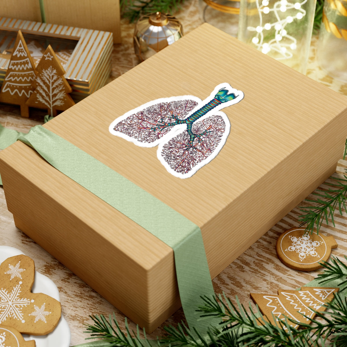 Anatomical Lungs Vinyl Sticker, Bronchial Tree Medical Illustration, Respiratory System Vinyl Decal