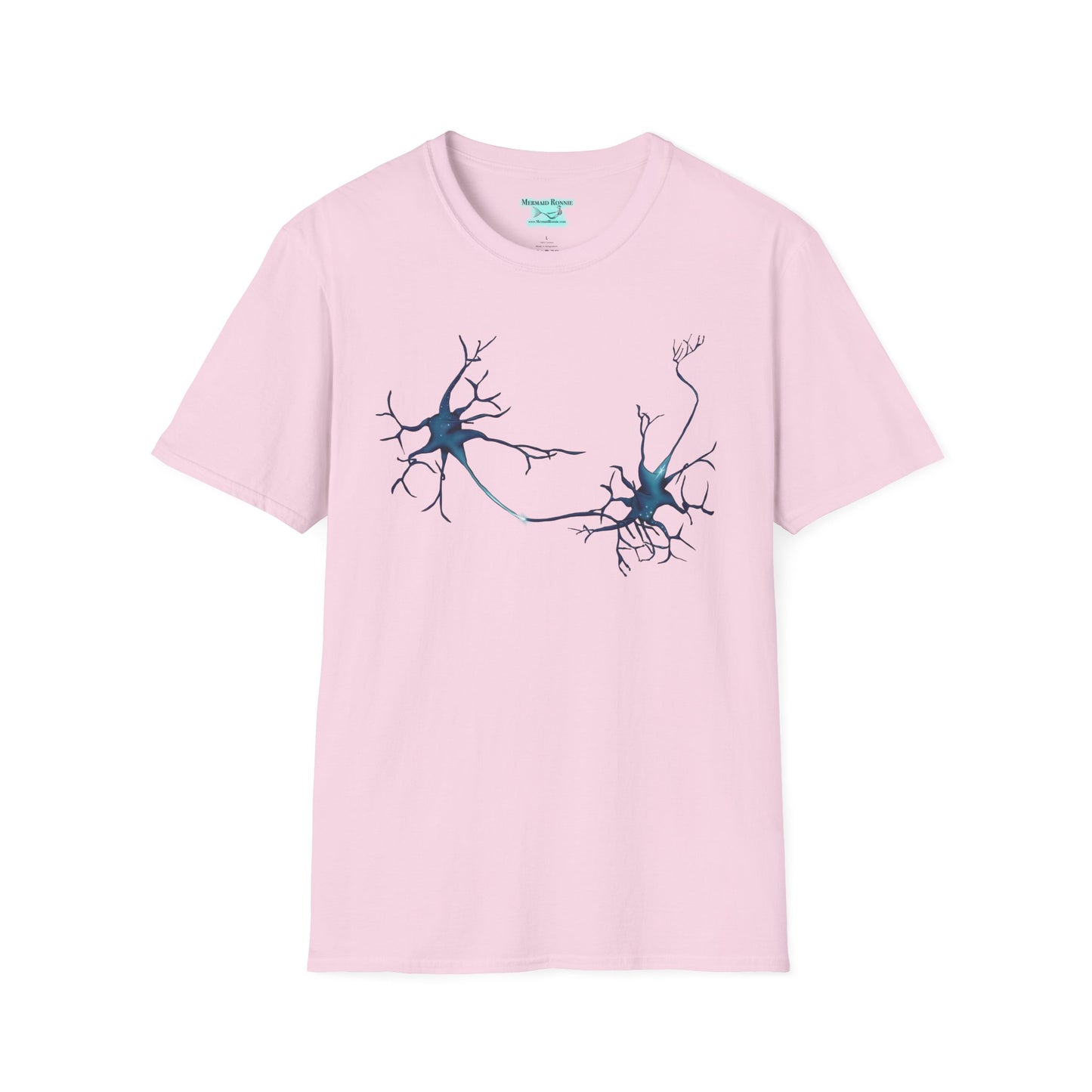 Neuron T-Shirt, Synapse Illustration with Neurotransmitters, Axons, and Dendrites, Unisex Short Sleeve