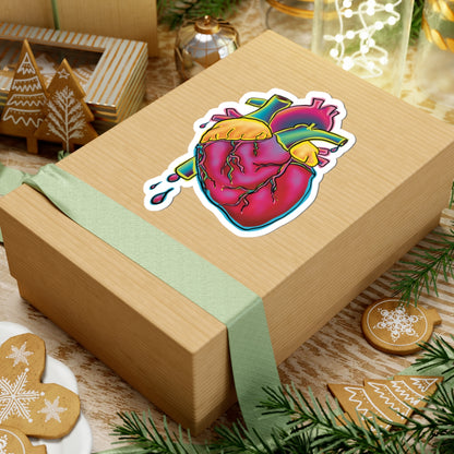 Colorful Anatomical Heart Vinyl Sticker, Neon Medical Art, Cardiology Sticker