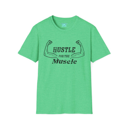 Hustle for the Muscle Workout T-Shirt, Feminine Muscle Arms Flexing, Unisex Short Sleeve Graphic Tee