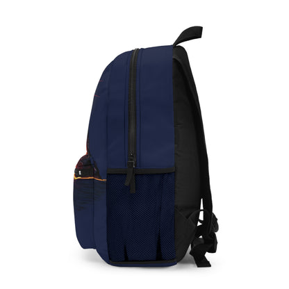 Volcanic Eruption Backpack, Navy Blue Canvas Backpack, Erupting Volcano with Flowing Lava