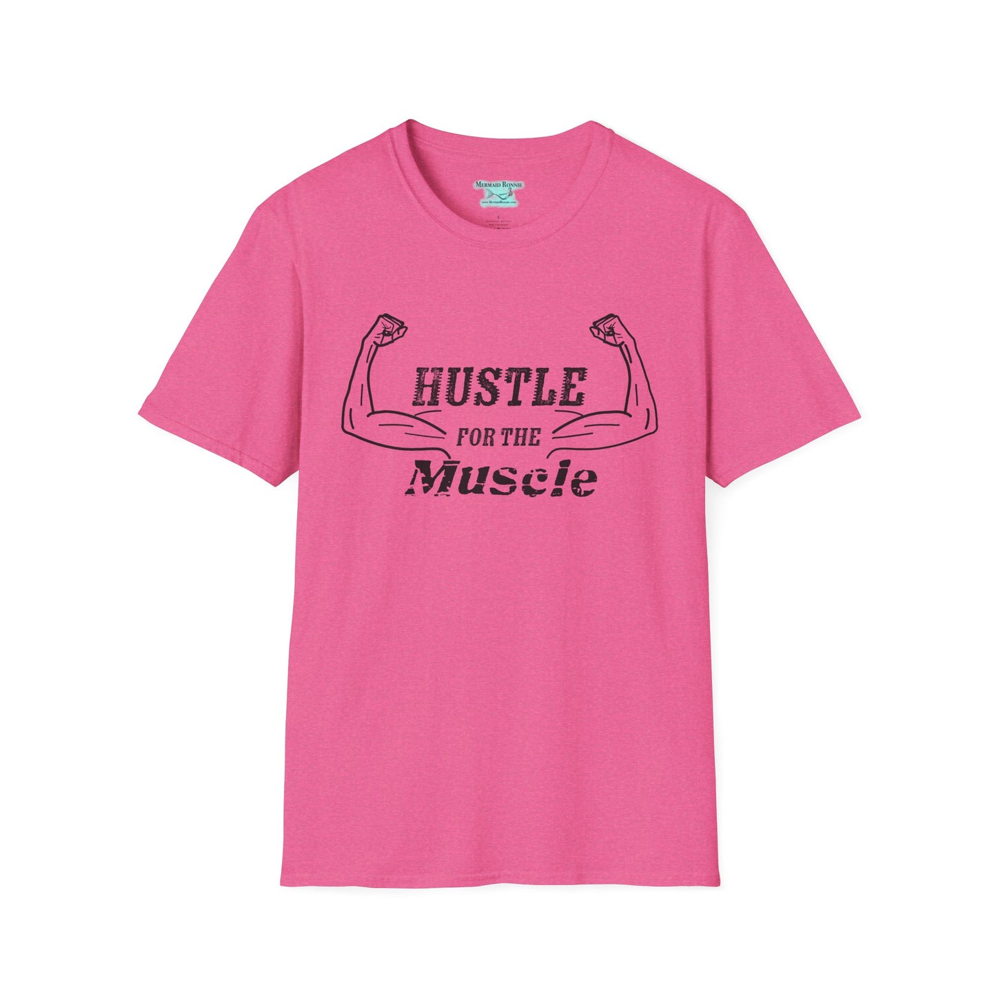 Hustle for the Muscle Workout T-Shirt, Feminine Muscle Arms Flexing, Unisex Short Sleeve Graphic Tee