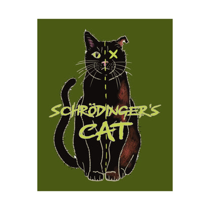 Schrodinger's Cat Art Print Poster, Green Physics Poster, Black Cat Wall Art