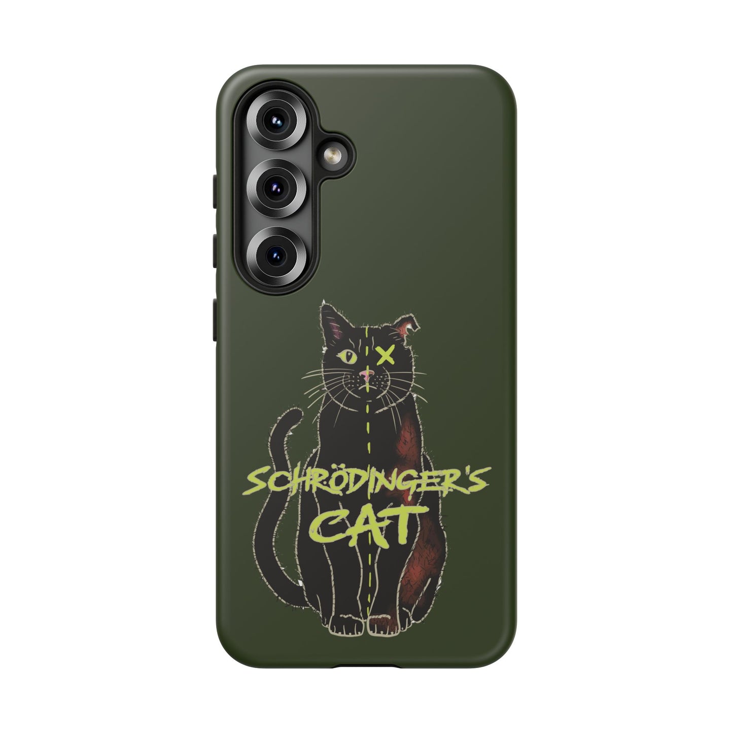 Schrodinger's Cat Phone Case, Green Physics Phone Case for iPhone, Google Pixel, Samsung Galaxy