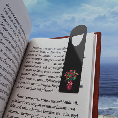 Anatomical Heart with Roses Metal Bookmark, Cardiology Gift, Gothic Heart Bookmark