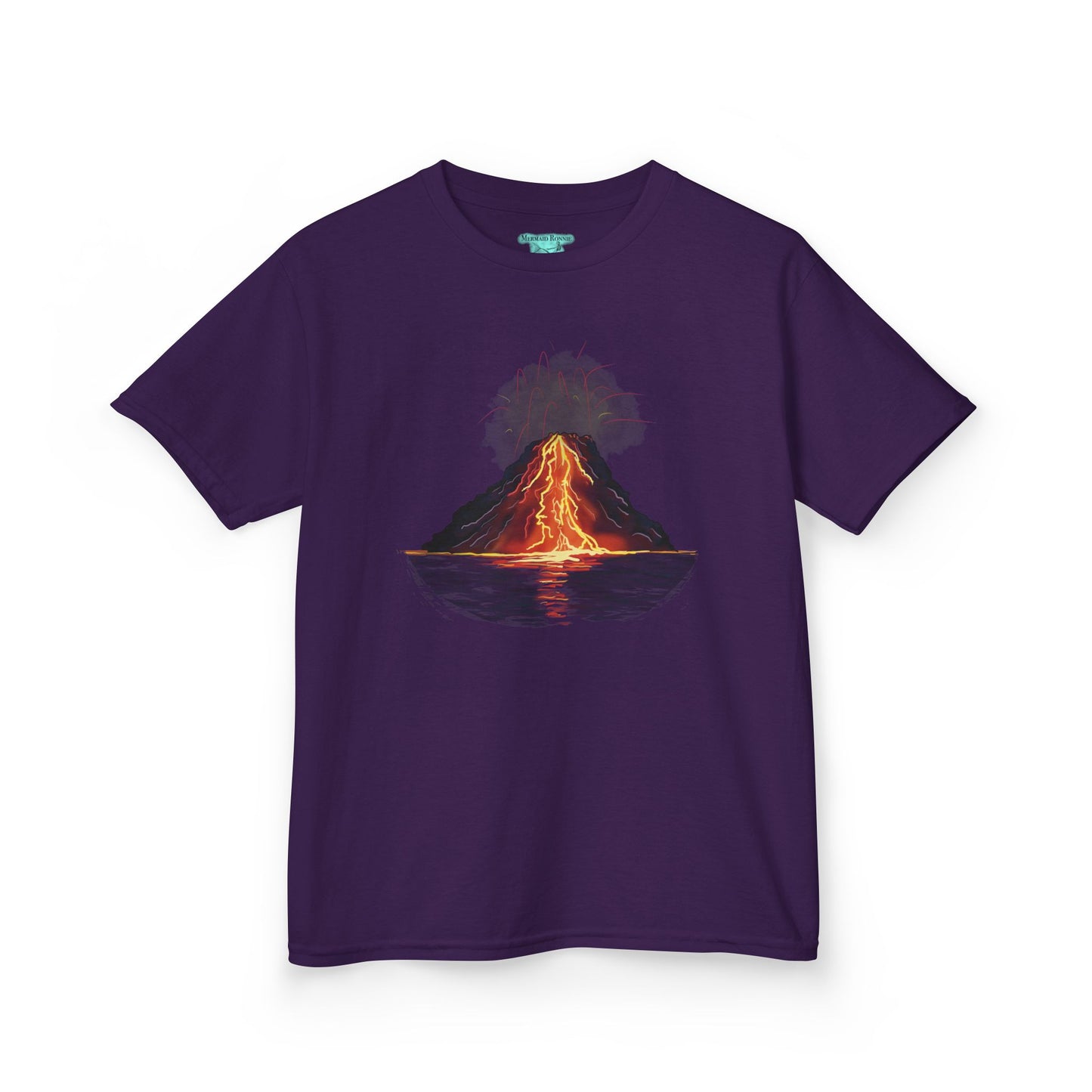 Kids Volcano T-shirt, Unisex Short Sleeve Graphic Tee, Volcanic Eruption Design