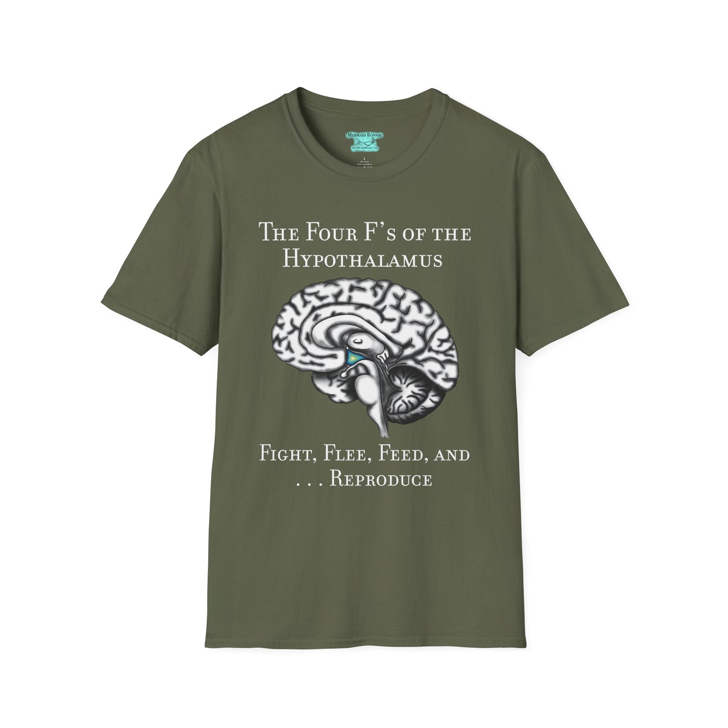 Funny Neuroscience T-Shirt, Brain Hypothalamus Graphic Tee, Four F’s of the Hypothalamus, Anatomy Gift, Educational Humor