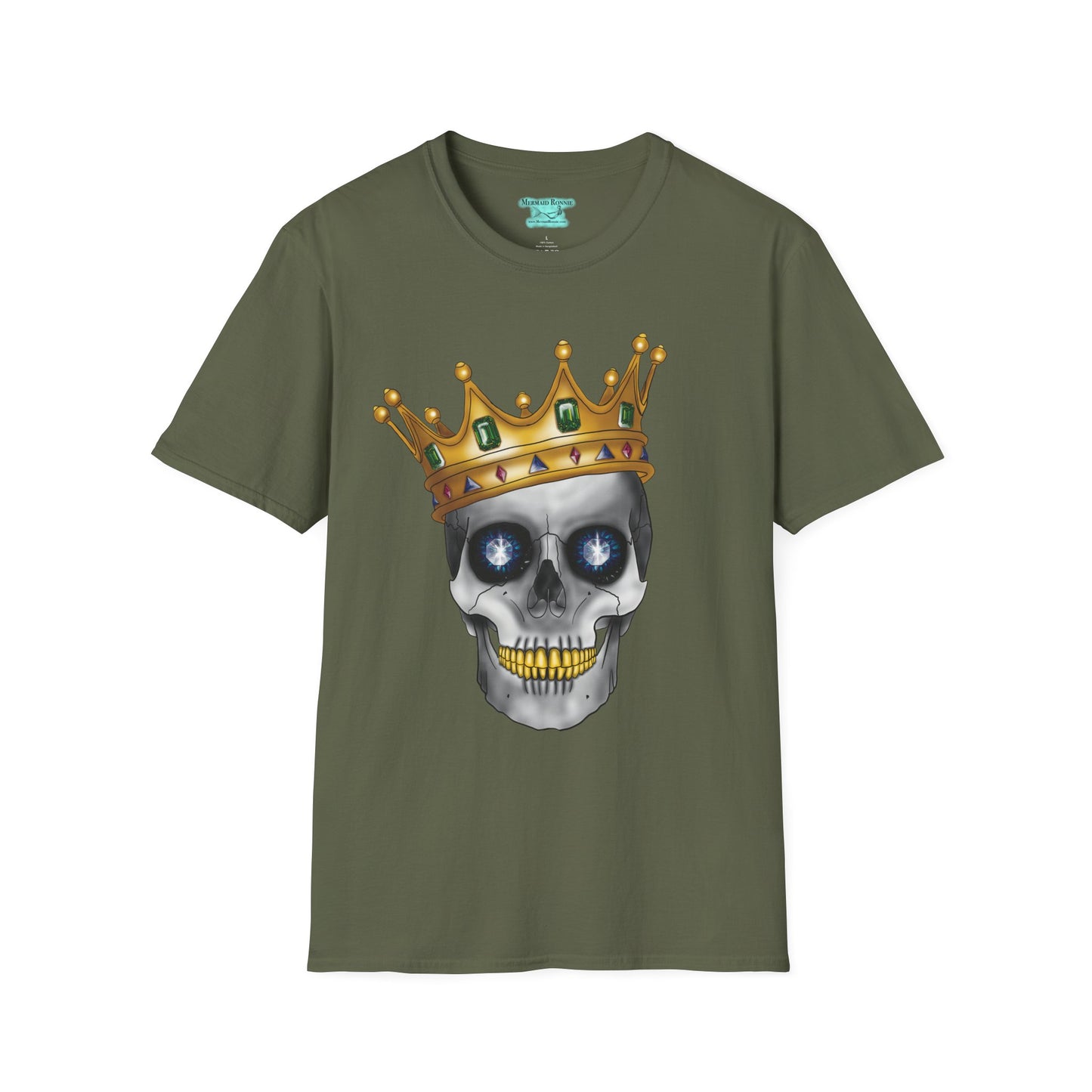 Skull in Crown T-Shirt, Gothic Skull with Gold Teeth and Gemstone Eyes, Unisex Short Sleeve