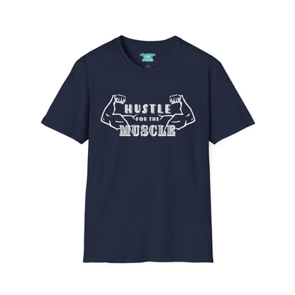 Hustle for the Muscle Workout T-Shirt, Masculine Muscle Arms Flexing, Unisex Short Sleeve Graphic Tee