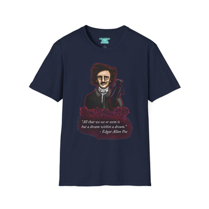 Edgar Allan Poe T-Shirt, Unisex Gothic Literary Tee, Raven and Roses