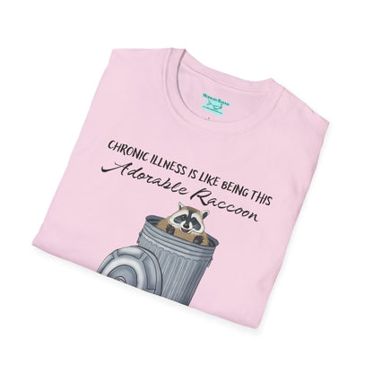 Funny Chronic Illness Graphic T-Shirt, Raccoon in Trash Can, Unisex Disability Tee