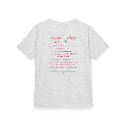 I Love Flamingos Kids T-Shirt, Animal Facts, Front and Back Print