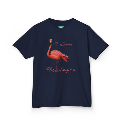 I Love Flamingos Kids T-Shirt, Animal Facts, Front and Back Print