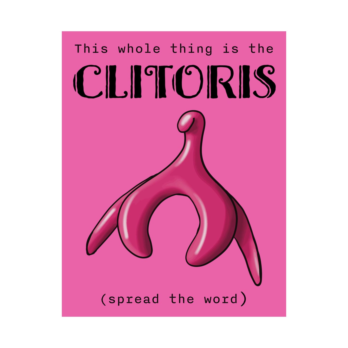 Clitoris Art Print, Female Reproductive Health Awareness Poster, Pink Anatomical Vulva Wall Art