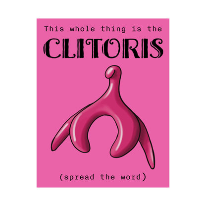 Clitoris Art Print, Female Reproductive Health Awareness Poster, Pink Anatomical Vulva Wall Art