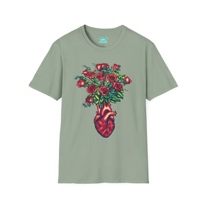 Anatomical Heart T-Shirt, Unisex Bouquet of Roses Tee, Cardiology Gift