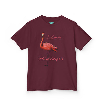 I Love Flamingos Kids T-Shirt, Animal Facts, Front and Back Print