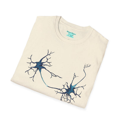 Neuron T-Shirt, Synapse Illustration with Neurotransmitters, Axons, and Dendrites, Unisex Short Sleeve